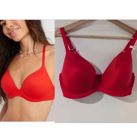 NWT Aerie | Real Sunnie Full Coverage Lightly Lined Strappy Bra In Red (38DD) - Picture 1 of 11